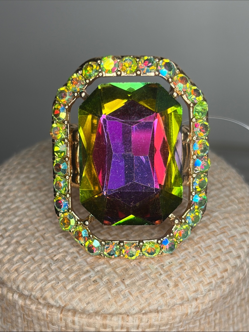 Multicolor Crystal Statement Stretch Ring